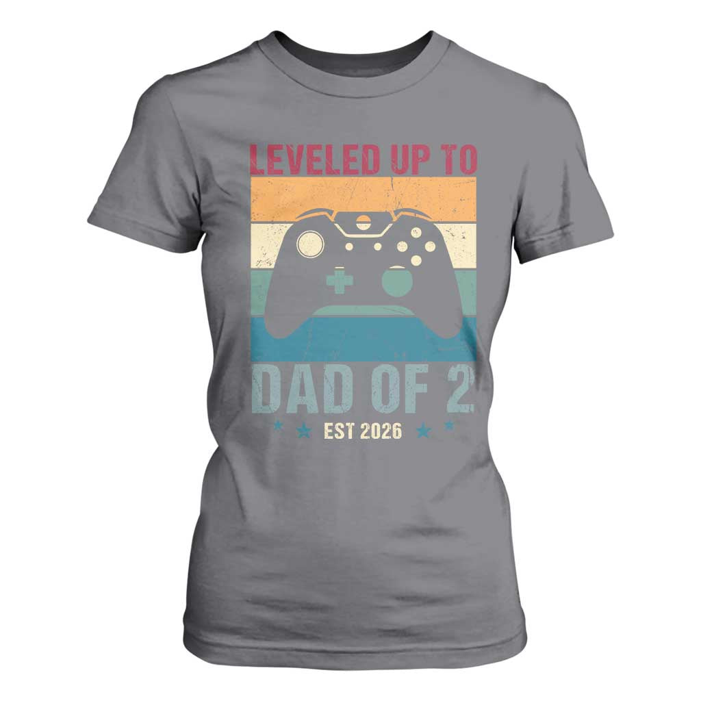 Dad Level Unlocked T Shirt For Women Funny New Dad Gaming Father's Day Gift TS14 Charcoal Print Your Wear