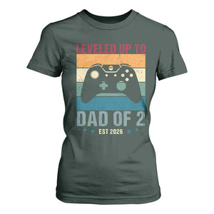 Dad Level Unlocked T Shirt For Women Funny New Dad Gaming Father's Day Gift TS14 Dark Forest Green Print Your Wear