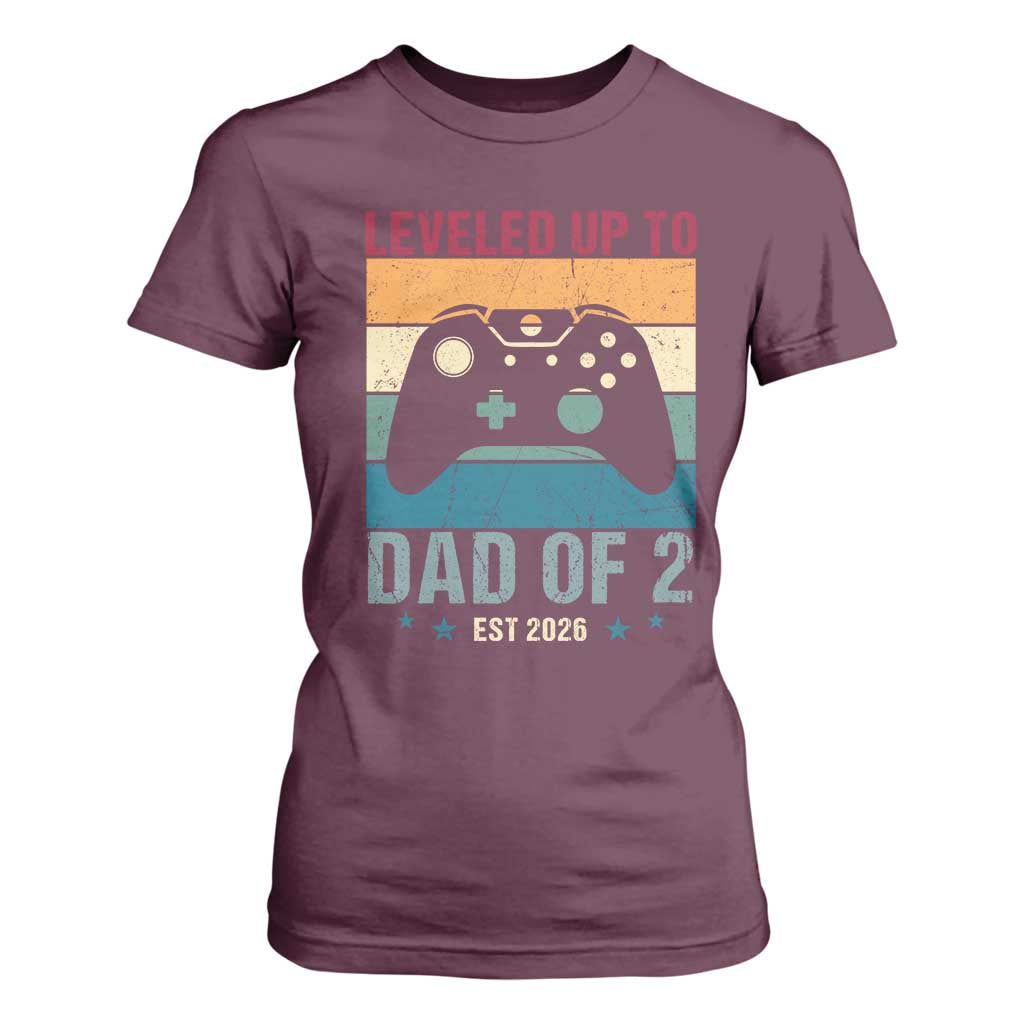 Dad Level Unlocked T Shirt For Women Funny New Dad Gaming Father's Day Gift TS14 Maroon Print Your Wear