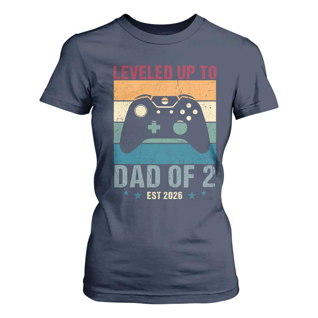 Dad Level Unlocked T Shirt For Women Funny New Dad Gaming Father's Day Gift TS14 Navy Print Your Wear