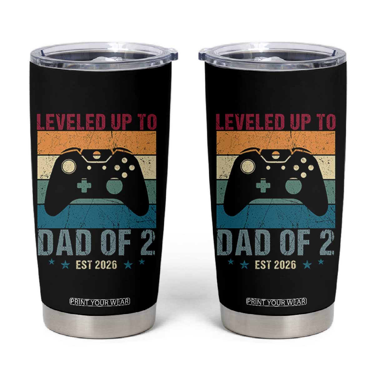 Dad Level Unlocked Tumbler Cup Funny New Dad Gaming Father's Day Gift TS14 Black Print Your Wear