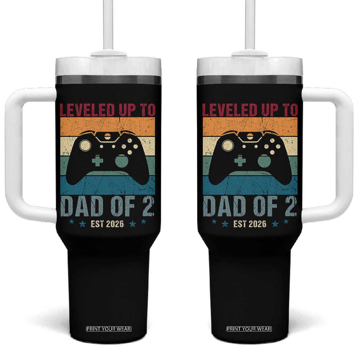 Dad Level Unlocked Tumbler With Handle Funny New Dad Gaming Father's Day Gift