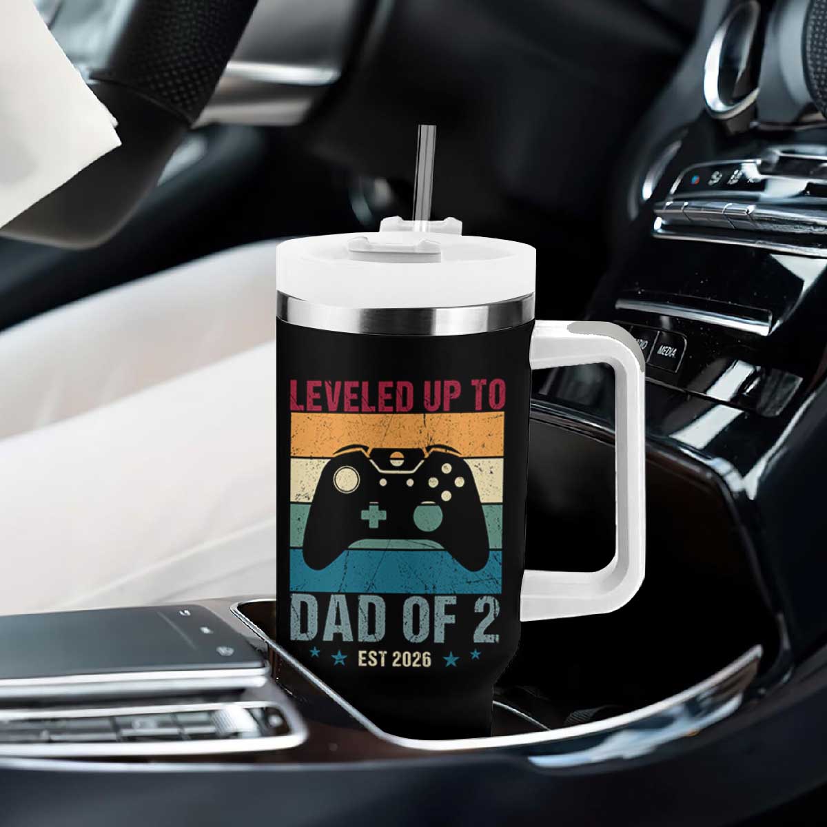 Dad Level Unlocked Tumbler With Handle Funny New Dad Gaming Father's Day Gift