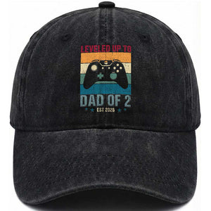 Dad Level Unlocked Washed Cotton Baseball Cap Funny New Dad Gaming Father's Day Gift TS14 Print Your Wear