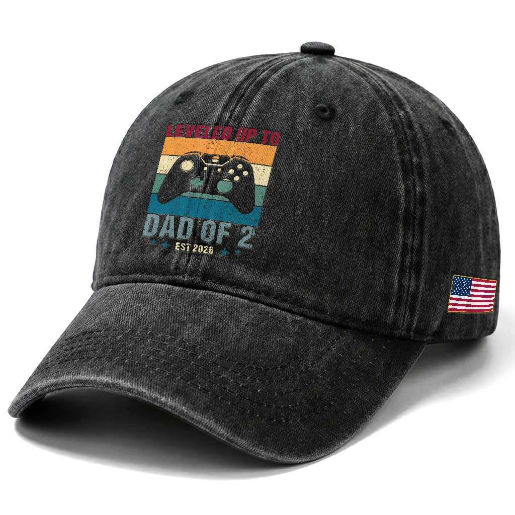 Dad Level Unlocked Washed Cotton Baseball Cap Funny New Dad Gaming Father's Day Gift TS14 Print Your Wear