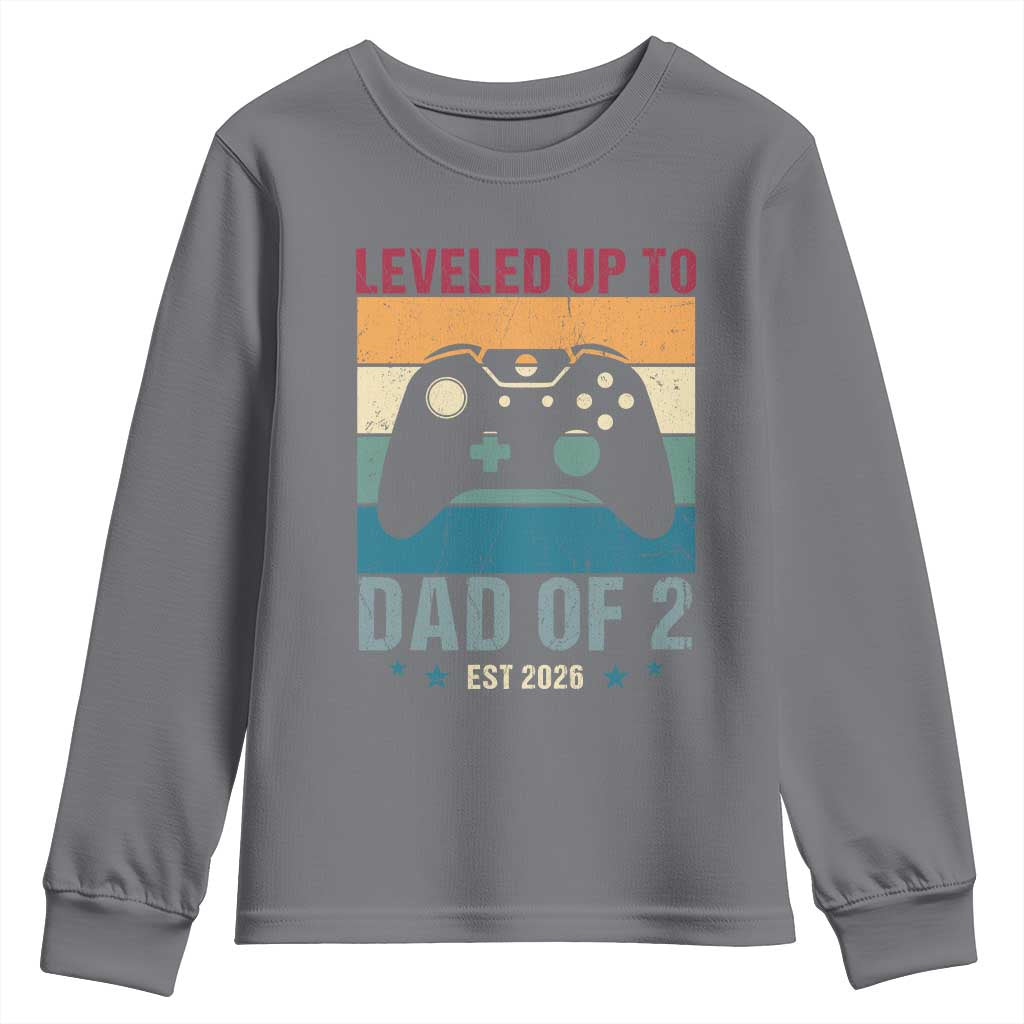 Dad Level Unlocked Youth Sweatshirt Funny New Dad Gaming Father's Day Gift TS14 Charcoal Print Your Wear