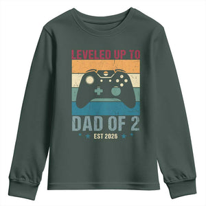 Dad Level Unlocked Youth Sweatshirt Funny New Dad Gaming Father's Day Gift TS14 Dark Forest Green Print Your Wear