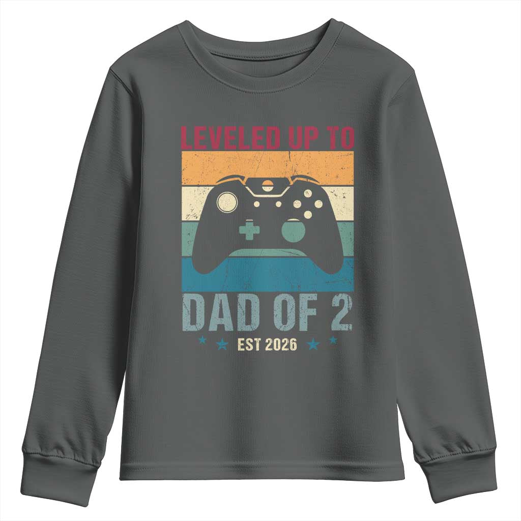 Dad Level Unlocked Youth Sweatshirt Funny New Dad Gaming Father's Day Gift TS14 Dark Heather Print Your Wear