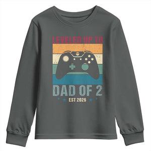 Dad Level Unlocked Youth Sweatshirt Funny New Dad Gaming Father's Day Gift TS14 Dark Heather Print Your Wear