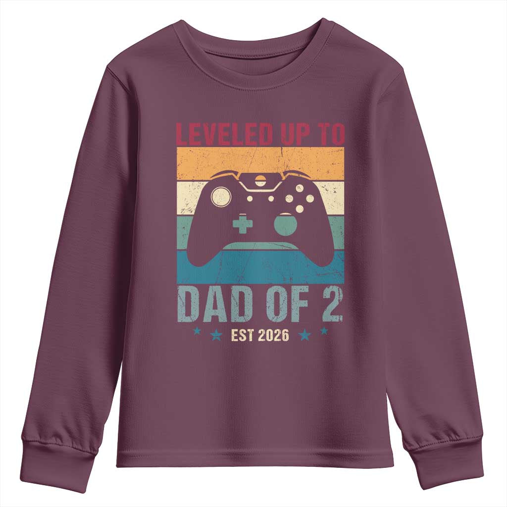 Dad Level Unlocked Youth Sweatshirt Funny New Dad Gaming Father's Day Gift TS14 Maroon Print Your Wear