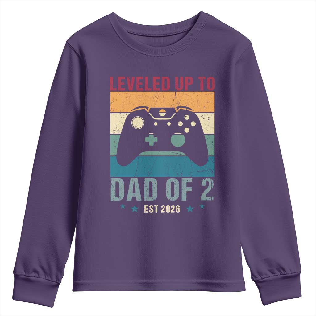 Dad Level Unlocked Youth Sweatshirt Funny New Dad Gaming Father's Day Gift TS14 Purple Print Your Wear
