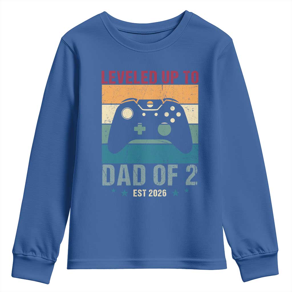 Dad Level Unlocked Youth Sweatshirt Funny New Dad Gaming Father's Day Gift TS14 Royal Blue Print Your Wear
