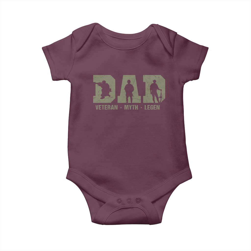Dad Veteran Myth Legend Dad Military Father Gift Baby Onesie TS14 Maroon Print Your Wear