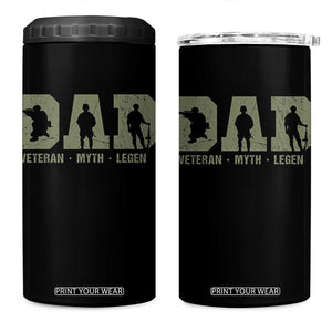 Dad Veteran Myth Legend Dad Military Father Gift 4 in 1 Can Cooler Tumbler TS14 One Size: 16 oz Black Print Your Wear