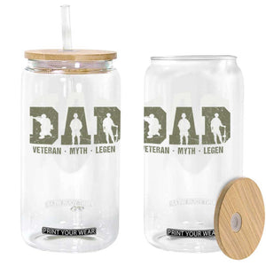 Dad Veteran Myth Legend Dad Military Father Gift Glass Can TS14 Print Your Wear