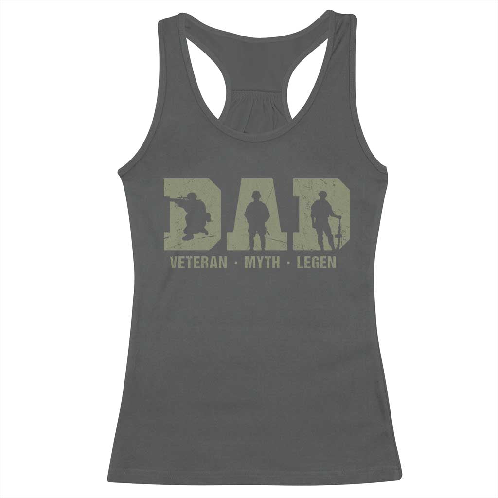 Dad Veteran Myth Legend Dad Military Father Gift Racerback Tank Top TS14 Dark Heather Print Your Wear