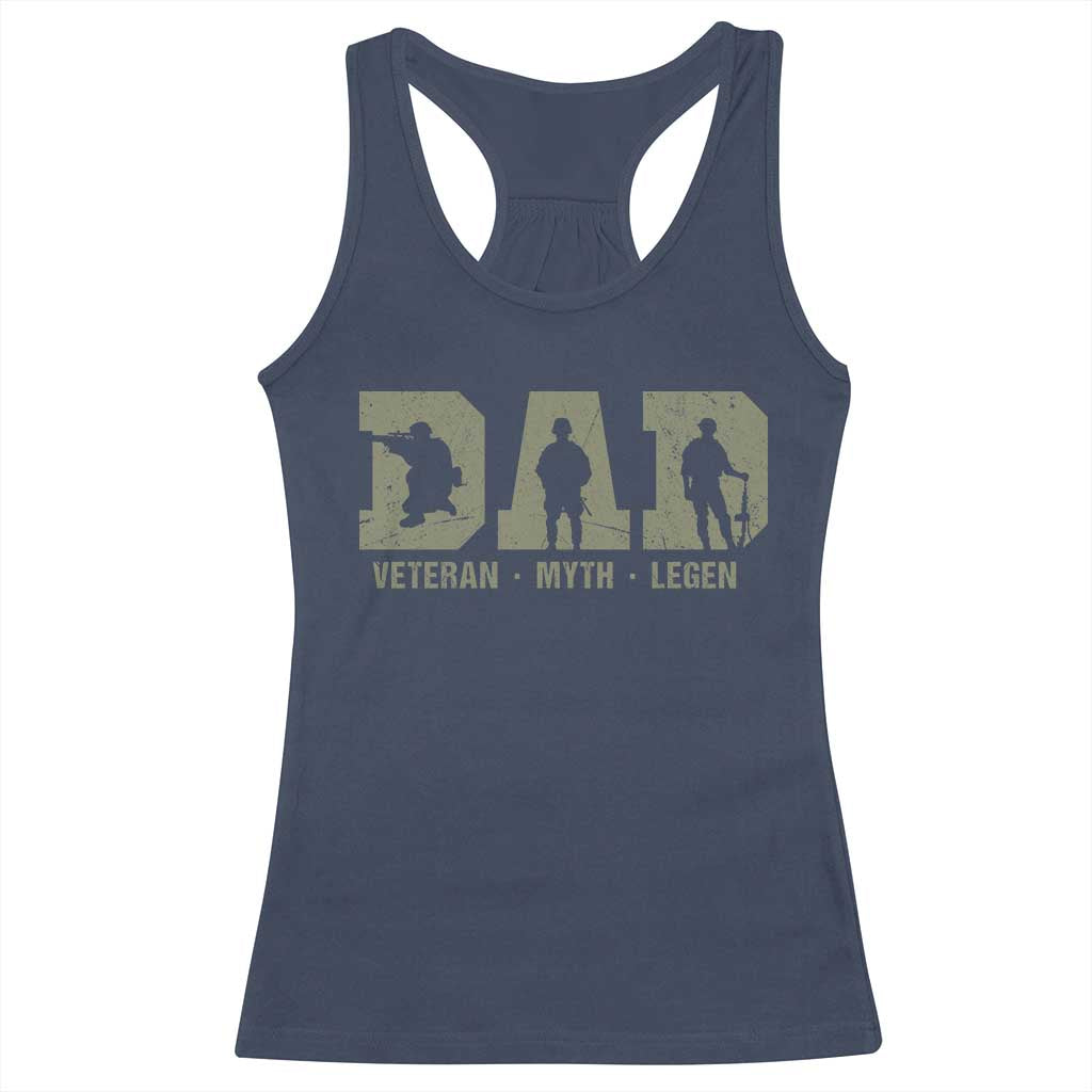 Dad Veteran Myth Legend Dad Military Father Gift Racerback Tank Top TS14 Navy Print Your Wear