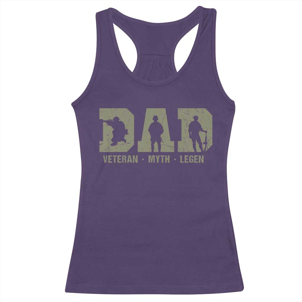 Dad Veteran Myth Legend Dad Military Father Gift Racerback Tank Top TS14 Purple Print Your Wear