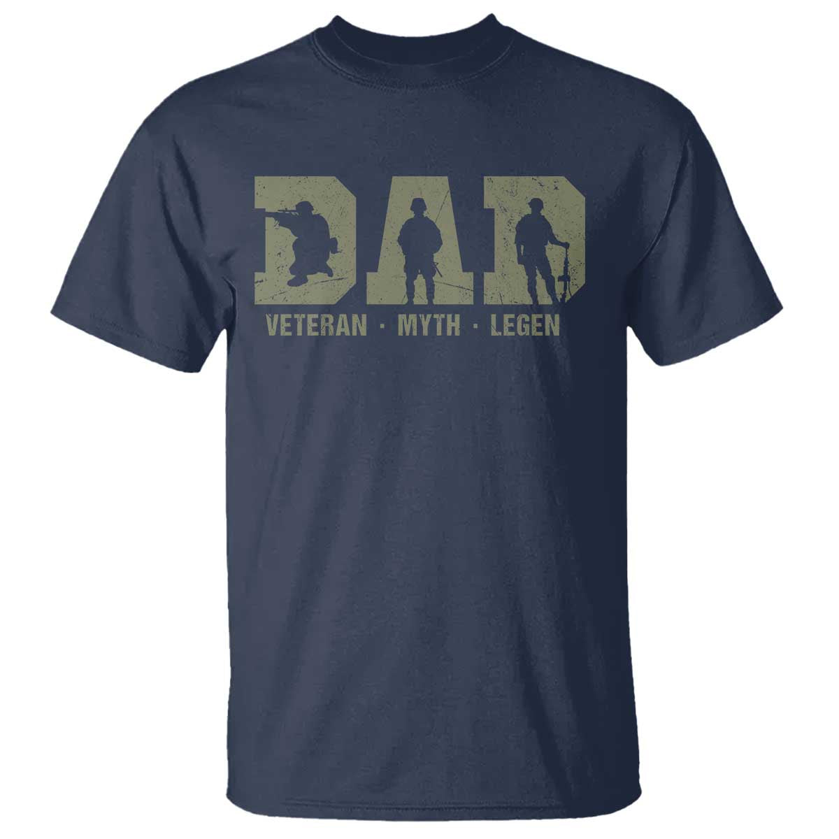 Dad Veteran Myth Legend Dad Military Father Gift T Shirt TS14 Navy Print Your Wear