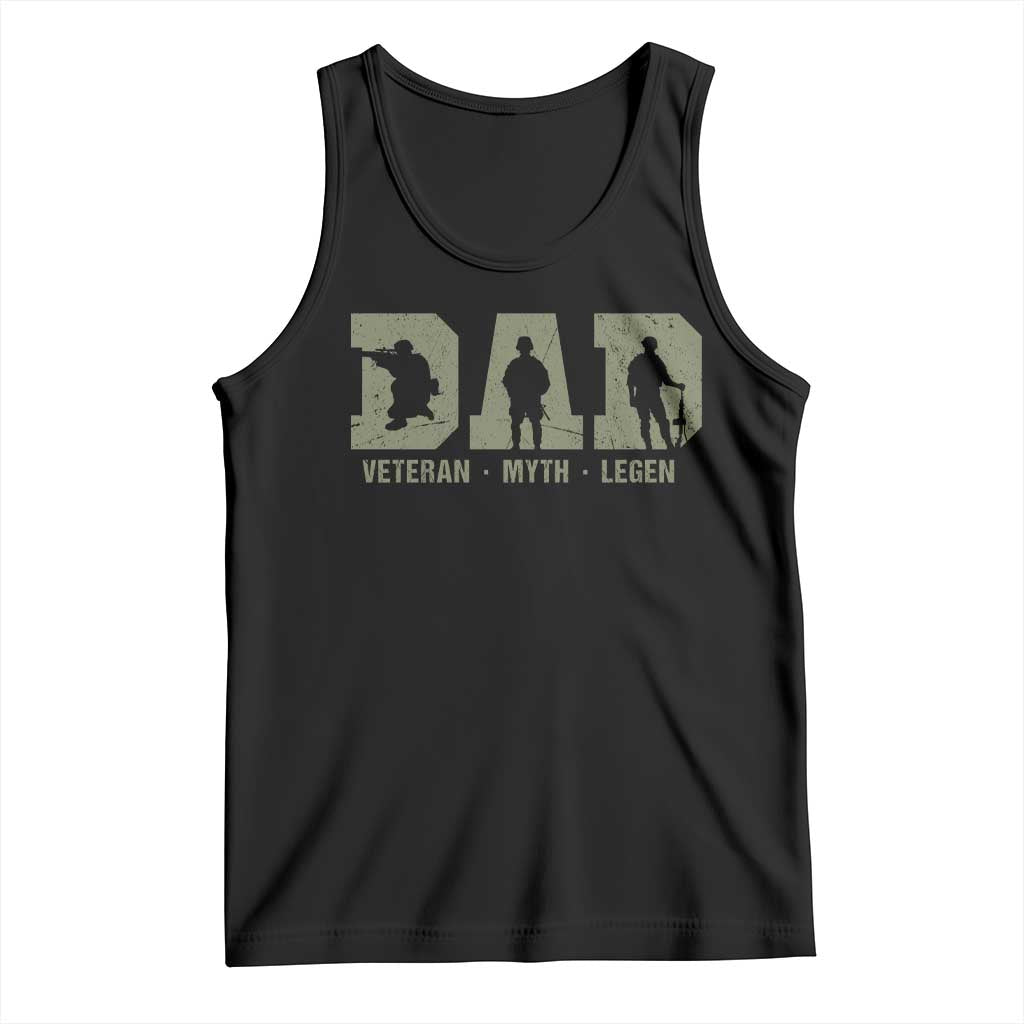 Dad Veteran Myth Legend Dad Military Father Gift Tank Top TS14 Black Print Your Wear