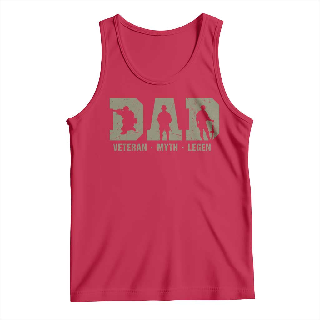 Dad Veteran Myth Legend Dad Military Father Gift Tank Top TS14 Red Print Your Wear