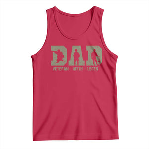 Dad Veteran Myth Legend Dad Military Father Gift Tank Top TS14 Red Print Your Wear