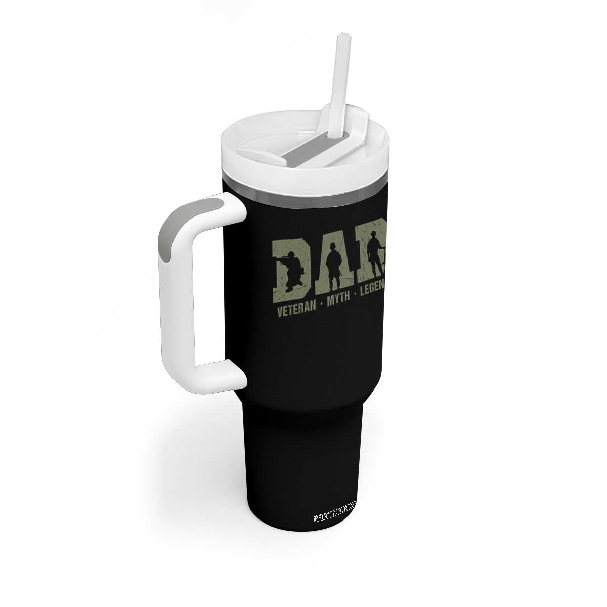 Dad Veteran Myth Legend Dad Military Father Gift Tumbler With Handle TS14 Print Your Wear