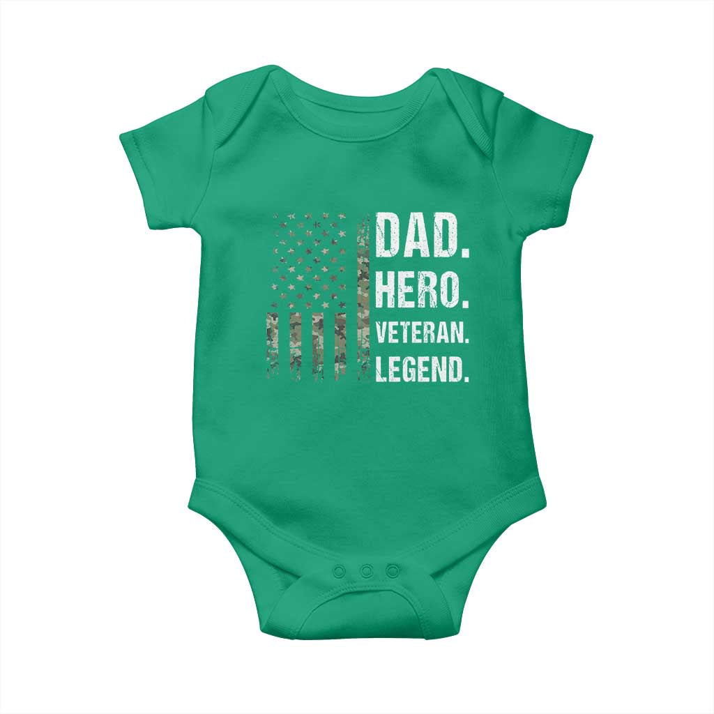 Dad Hero Veteran Legend Camouflage Father's Day Baby Onesie