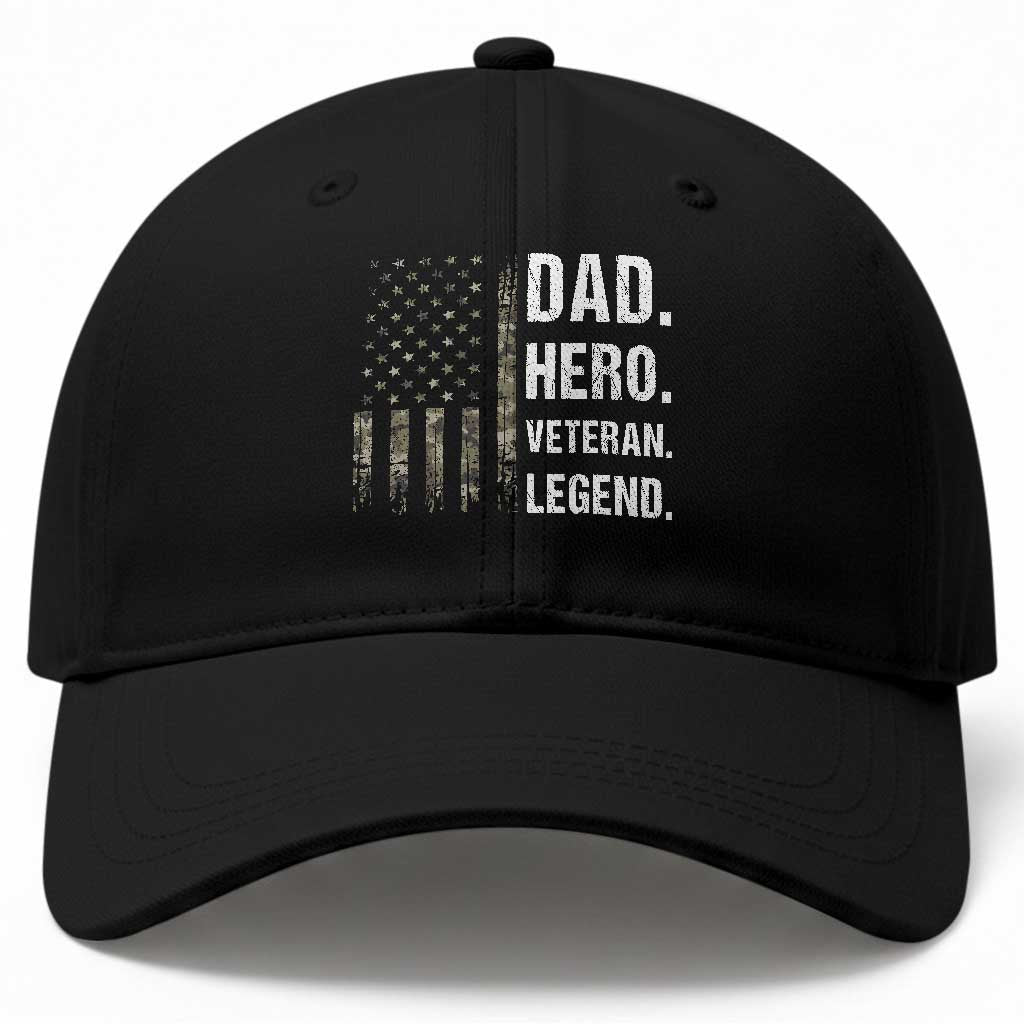 Dad Hero Veteran Legend Camouflage Father's Day Baseball Cap TS14 Print Your Wear