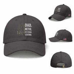 Dad Hero Veteran Legend Camouflage Father's Day Baseball Cap TS14 Baseball Cap Universal Fit Dark Gray Print Your Wear