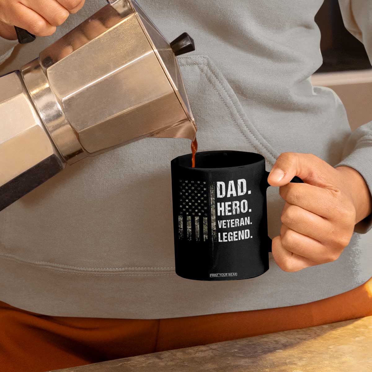 Dad Hero Veteran Legend Camouflage Father's Day Coffee Mug TS14 Print Your Wear