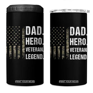 Dad Hero Veteran Legend Camouflage Father's Day 4 in 1 Can Cooler Tumbler TS14 One Size: 16 oz Black Print Your Wear