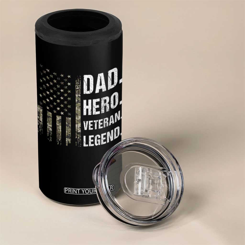 Dad Hero Veteran Legend Camouflage Father's Day 4 in 1 Can Cooler Tumbler TS14 Print Your Wear