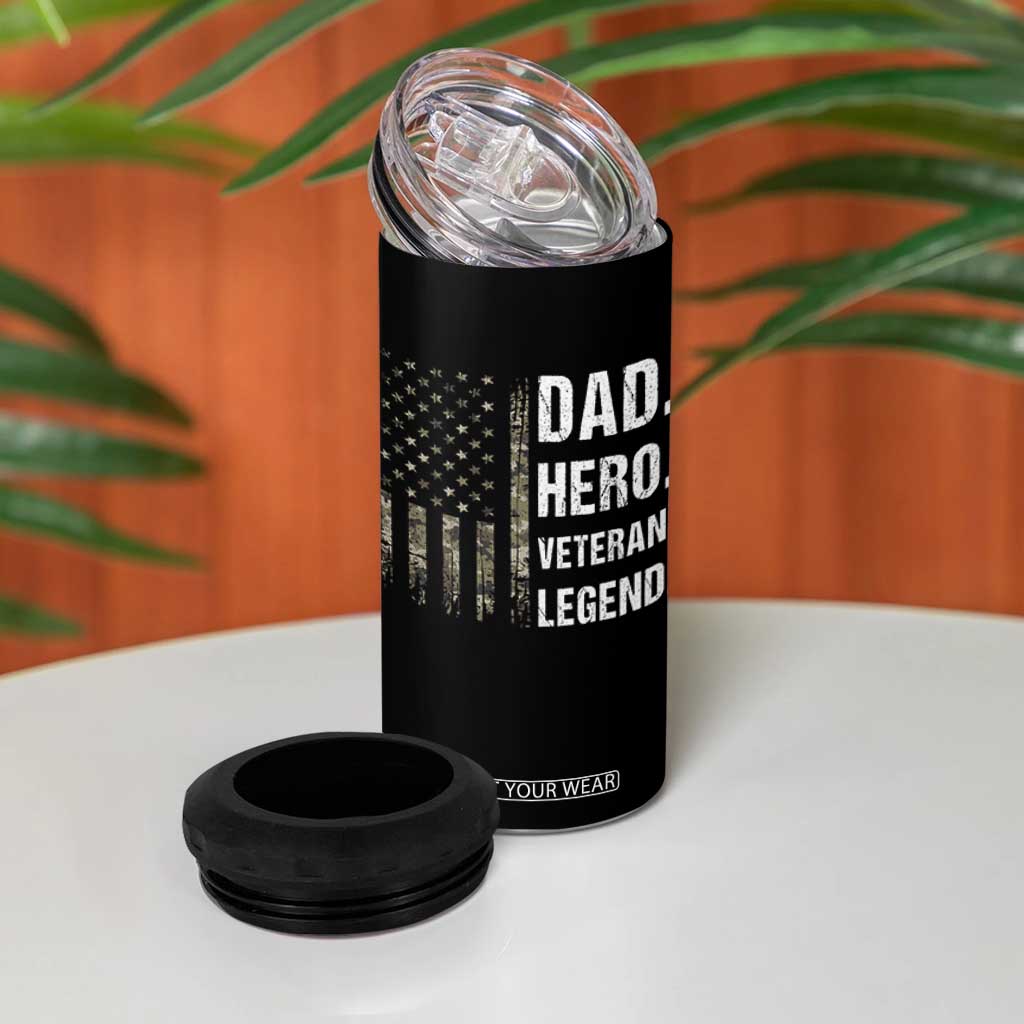 Dad Hero Veteran Legend Camouflage Father's Day 4 in 1 Can Cooler Tumbler TS14 Print Your Wear