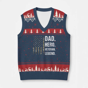 Dad Hero Veteran Legend Camouflage Father's Day V-Neck Knit Sweater Vest