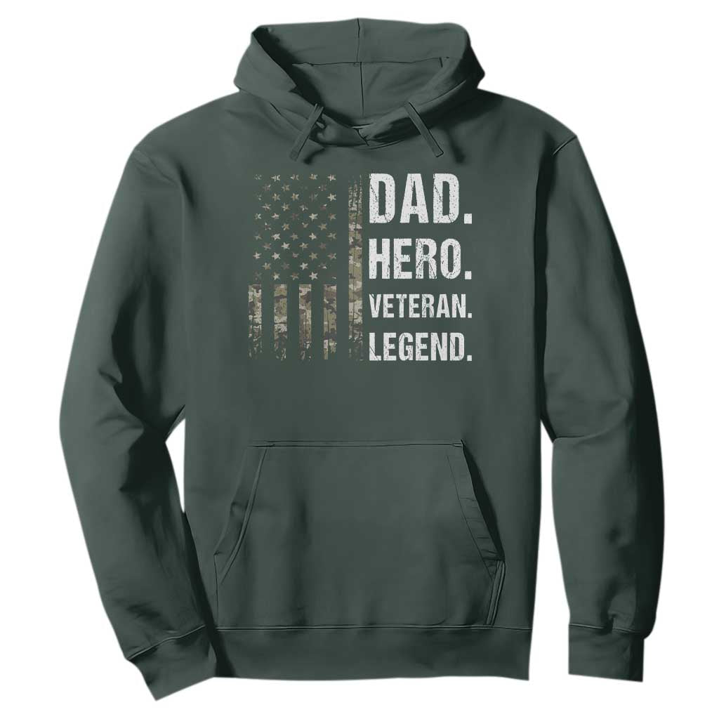 Dad Hero Veteran Legend Camouflage Father's Day Hoodie TS14 Dark Forest Green Print Your Wear
