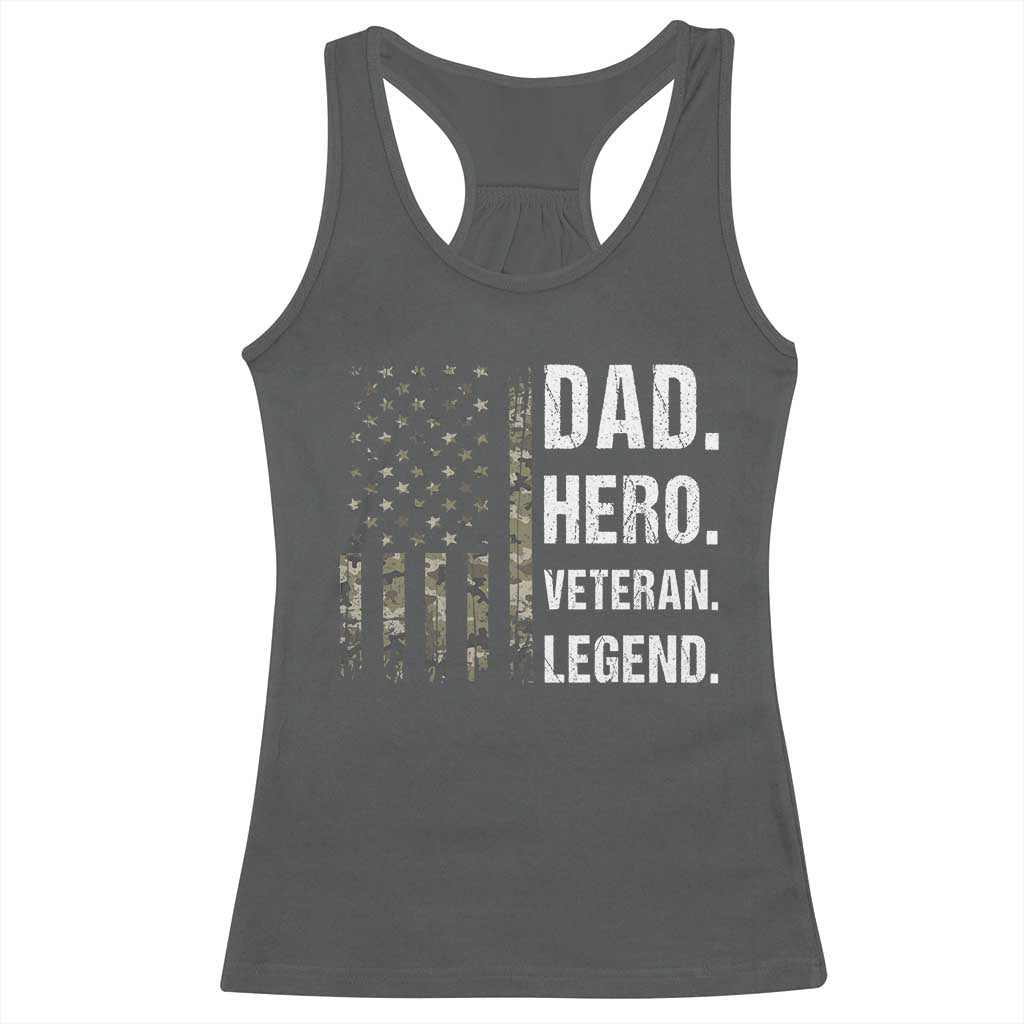 Dad Hero Veteran Legend Camouflage Father's Day Racerback Tank Top TS14 Dark Heather Print Your Wear