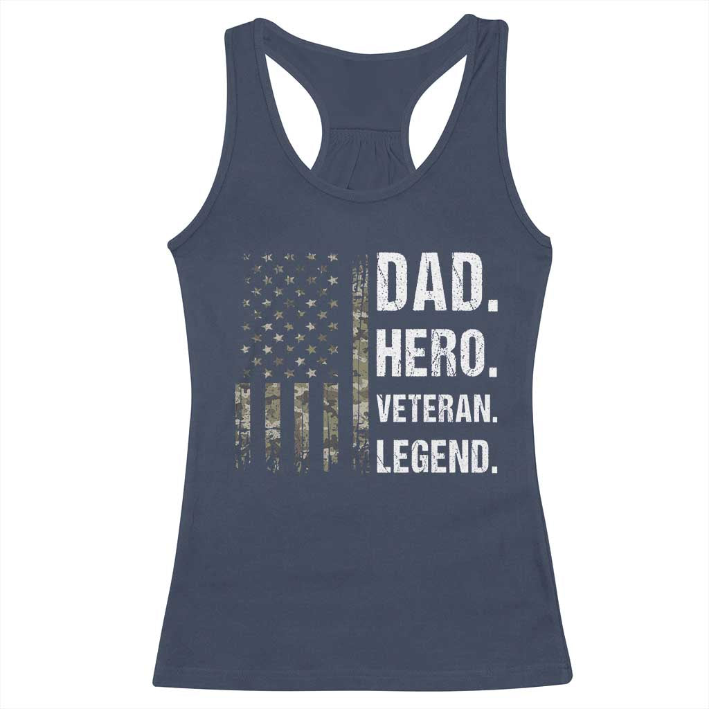 Dad Hero Veteran Legend Camouflage Father's Day Racerback Tank Top TS14 Navy Print Your Wear