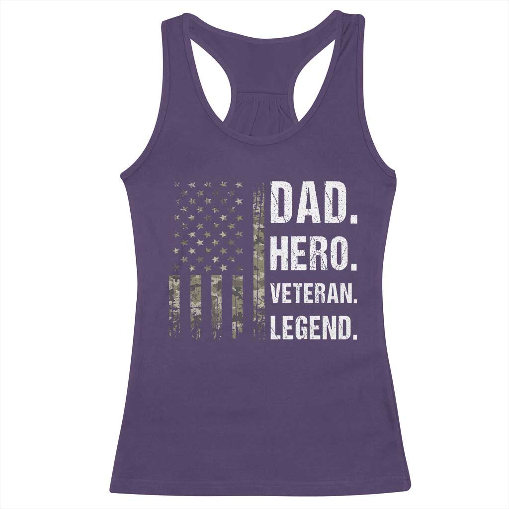 Dad Hero Veteran Legend Camouflage Father's Day Racerback Tank Top TS14 Purple Print Your Wear