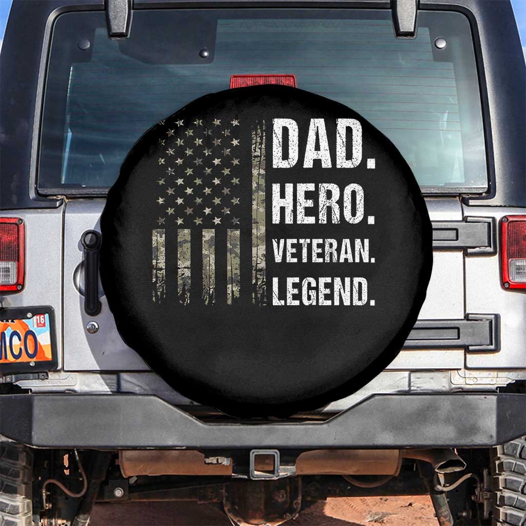 Dad Hero Veteran Legend Camouflage Father's Day Spare Tire Cover TS14 No hole Black Print Your Wear