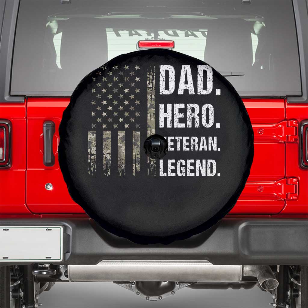Dad Hero Veteran Legend Camouflage Father's Day Spare Tire Cover TS14 Black Print Your Wear