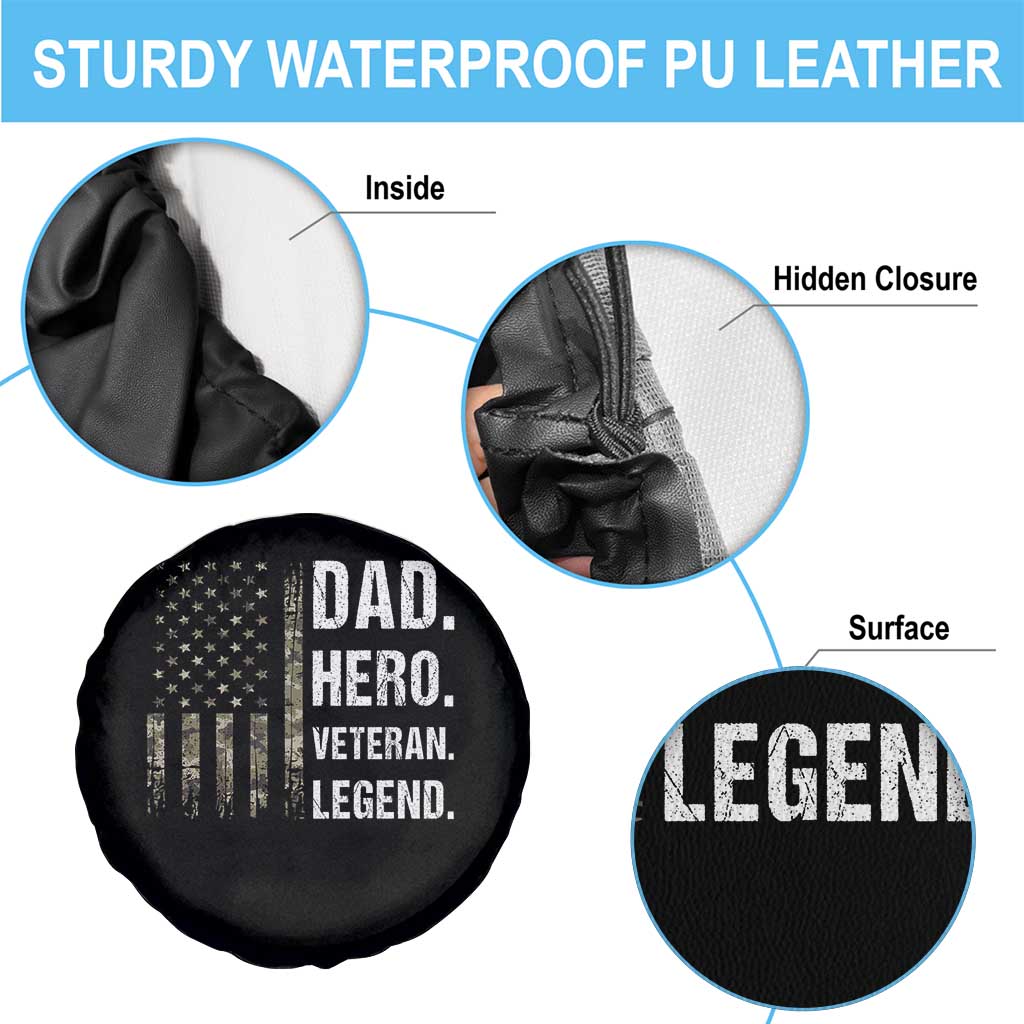 Dad Hero Veteran Legend Camouflage Father's Day Spare Tire Cover TS14 Print Your Wear
