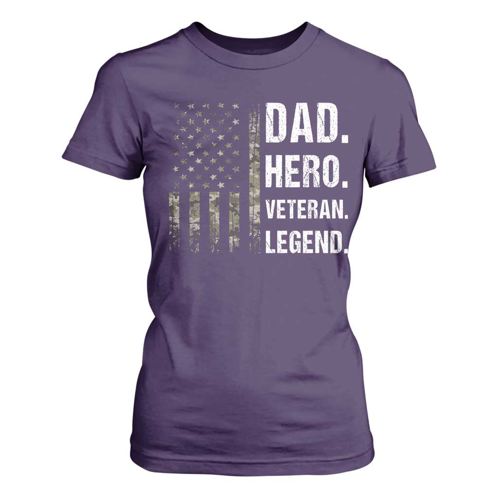 Dad Hero Veteran Legend Camouflage Father's Day T Shirt For Women TS14 Purple Print Your Wear