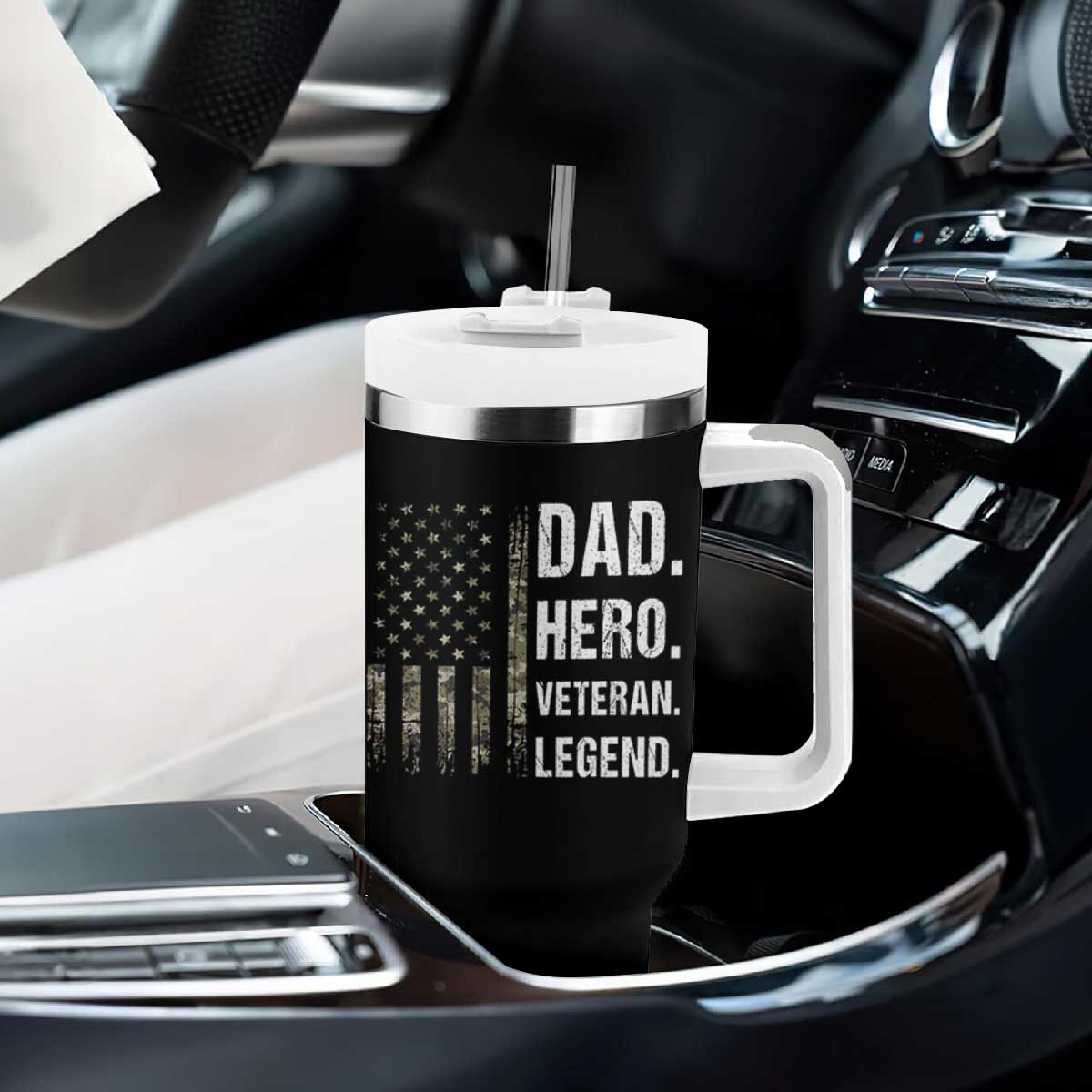 Dad Hero Veteran Legend Camouflage Father's Day Tumbler With Handle TS14 Print Your Wear