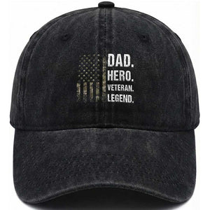 Dad Hero Veteran Legend Camouflage Father's Day Washed Cotton Baseball Cap TS14 Print Your Wear