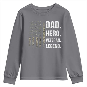 Dad Hero Veteran Legend Camouflage Father's Day Youth Sweatshirt TS14 Charcoal Print Your Wear