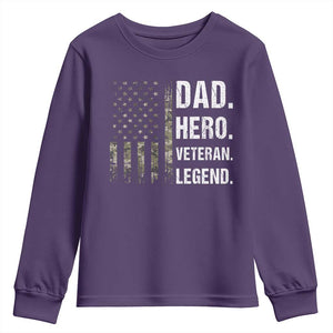 Dad Hero Veteran Legend Camouflage Father's Day Youth Sweatshirt TS14 Purple Print Your Wear