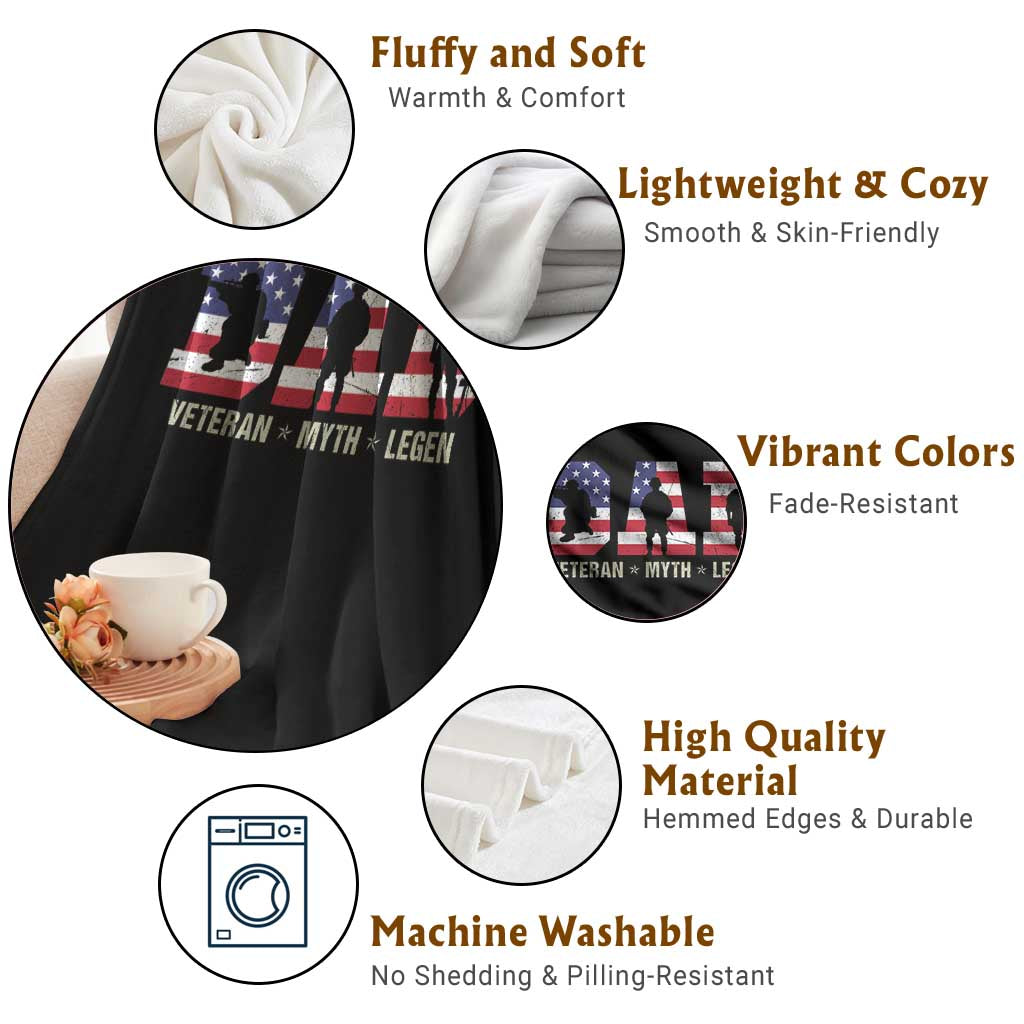 Veteran Dad The Myth Legend Throw Blanket Cool Father's Day Military Gifts 4th of July TS14 Print Your Wear