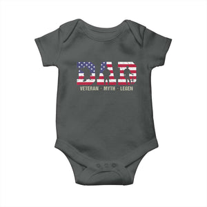 Veteran Dad The Myth Legend Baby Onesie Cool Father's Day Military Gifts 4th of July TS14 Dark Heather Print Your Wear