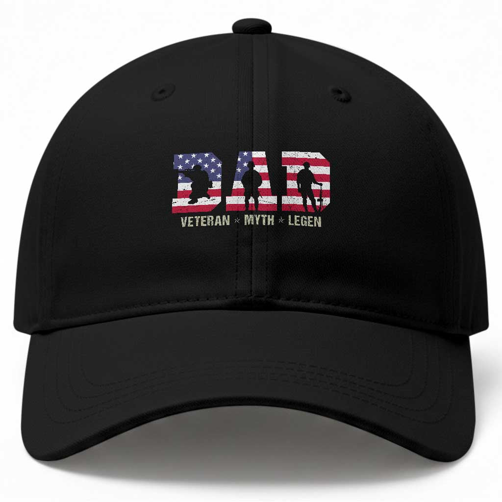 Veteran Dad The Myth Legend Baseball Cap Cool Father's Day Military Gifts 4th of July TS14 Print Your Wear